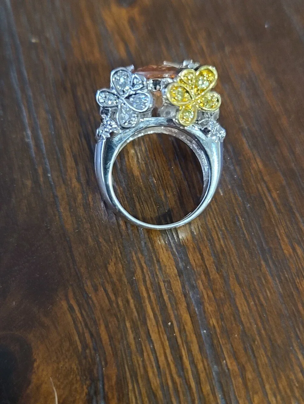 Huge Citrine Set In Chunky 925 Setting Butterfly Cocktail Ring, Size 6 - Picture 5 of 9